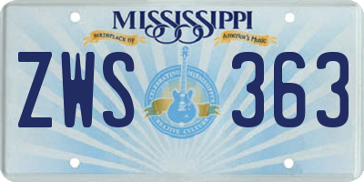 MS license plate ZWS363