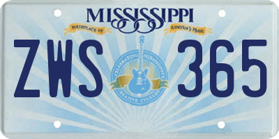 MS license plate ZWS365