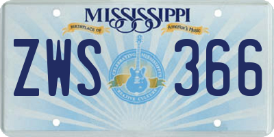 MS license plate ZWS366