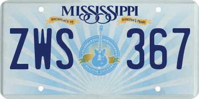 MS license plate ZWS367