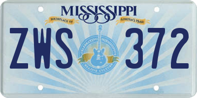 MS license plate ZWS372