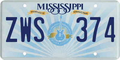 MS license plate ZWS374