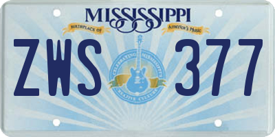 MS license plate ZWS377