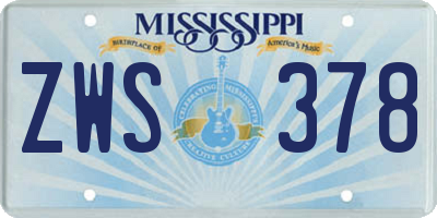 MS license plate ZWS378