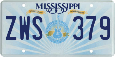 MS license plate ZWS379