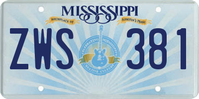 MS license plate ZWS381