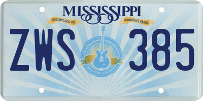 MS license plate ZWS385