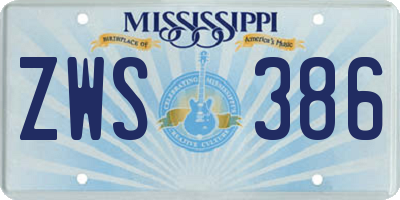 MS license plate ZWS386