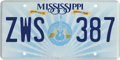 MS license plate ZWS387