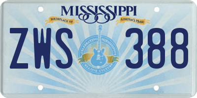 MS license plate ZWS388