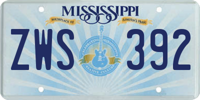 MS license plate ZWS392