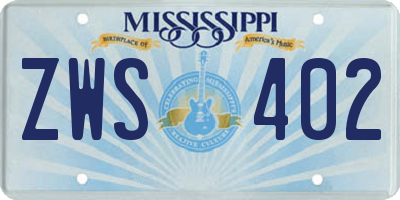 MS license plate ZWS402
