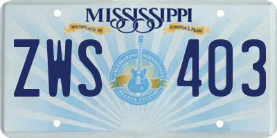 MS license plate ZWS403