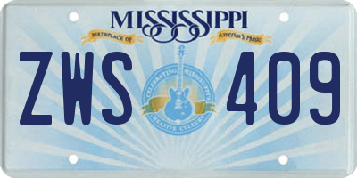 MS license plate ZWS409