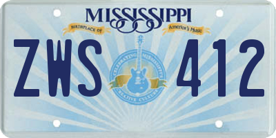 MS license plate ZWS412