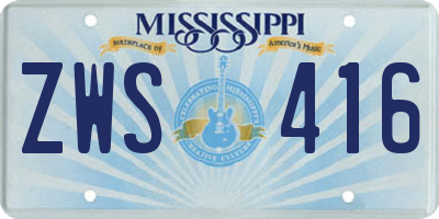 MS license plate ZWS416