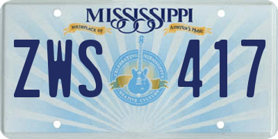 MS license plate ZWS417