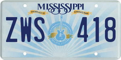 MS license plate ZWS418