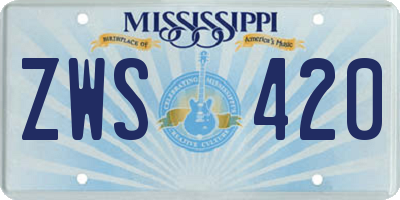 MS license plate ZWS420