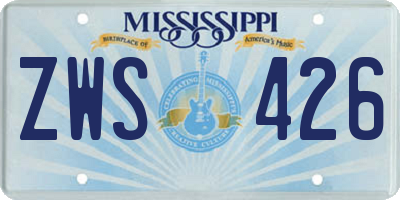 MS license plate ZWS426
