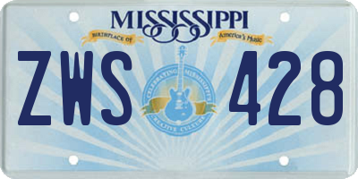 MS license plate ZWS428