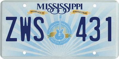 MS license plate ZWS431