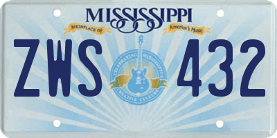 MS license plate ZWS432
