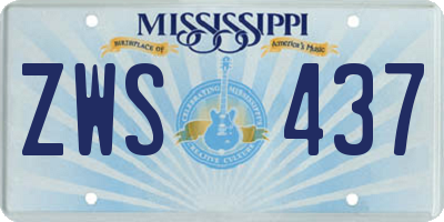 MS license plate ZWS437