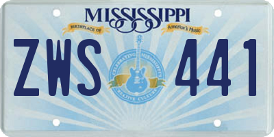 MS license plate ZWS441