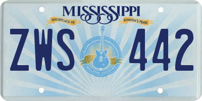 MS license plate ZWS442