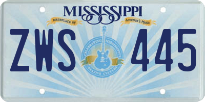 MS license plate ZWS445