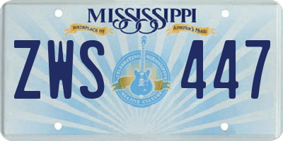 MS license plate ZWS447