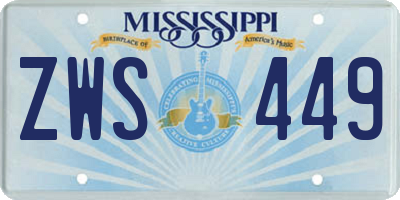 MS license plate ZWS449