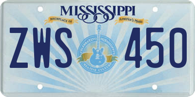 MS license plate ZWS450
