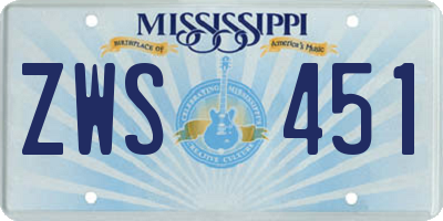 MS license plate ZWS451
