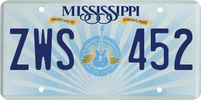 MS license plate ZWS452