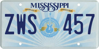 MS license plate ZWS457
