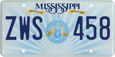 MS license plate ZWS458