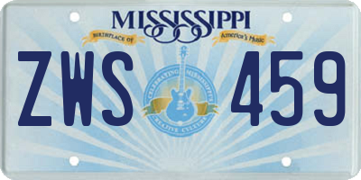 MS license plate ZWS459
