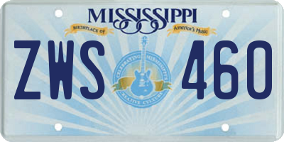 MS license plate ZWS460