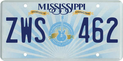 MS license plate ZWS462