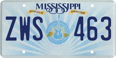 MS license plate ZWS463