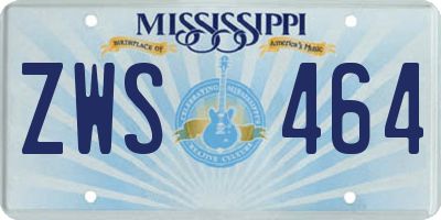 MS license plate ZWS464