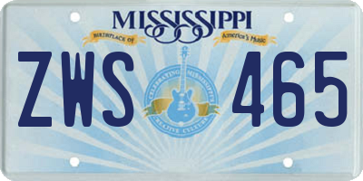 MS license plate ZWS465