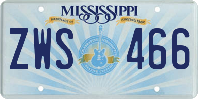 MS license plate ZWS466