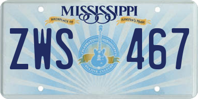 MS license plate ZWS467