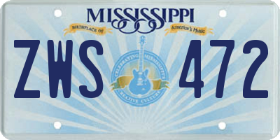 MS license plate ZWS472