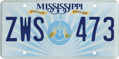 MS license plate ZWS473