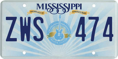 MS license plate ZWS474