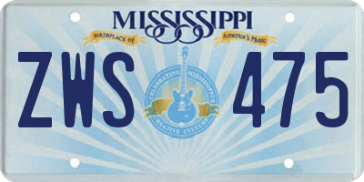 MS license plate ZWS475
